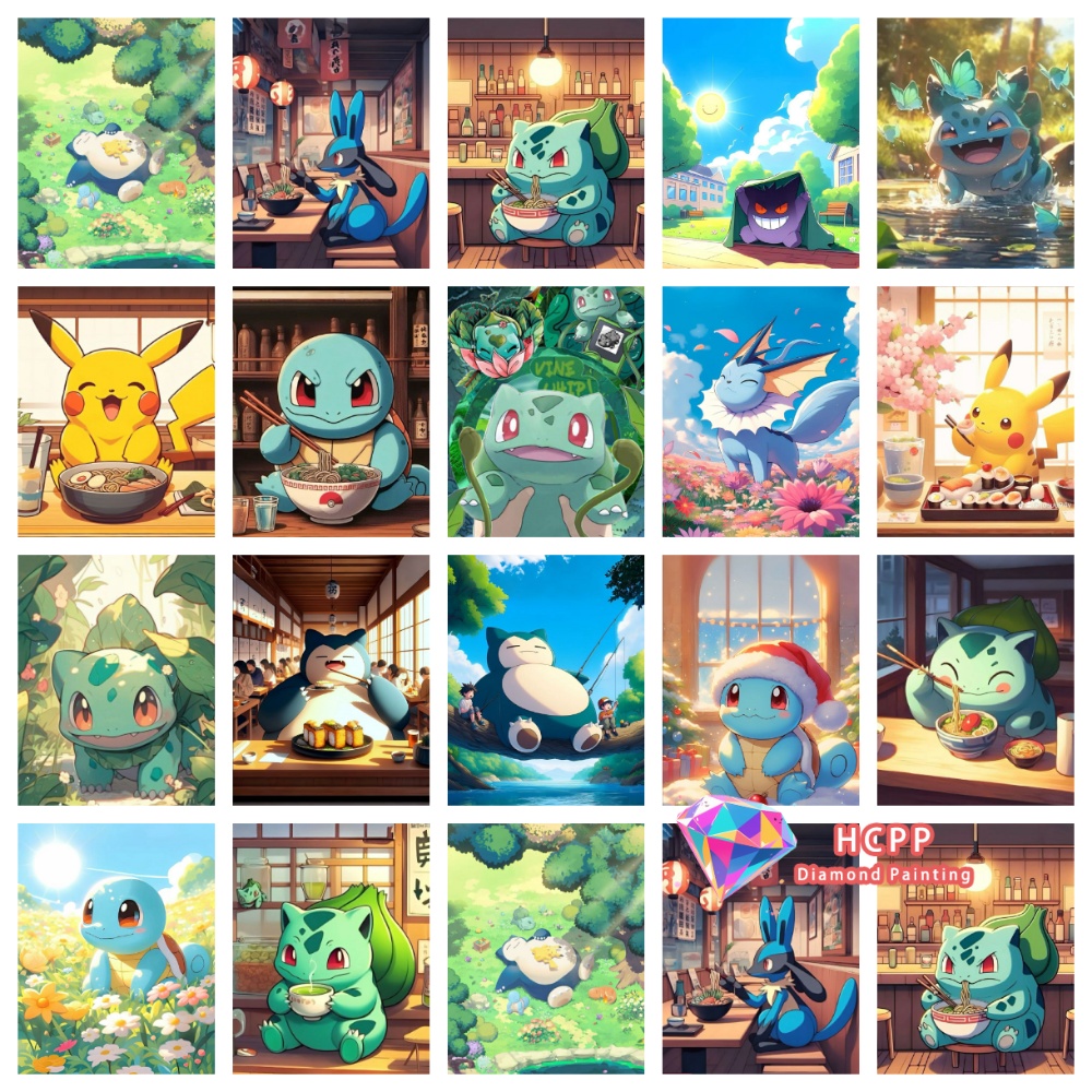 Resin Art Work - Kit Pittura Diamante Anime Pikachu Bulbasaur